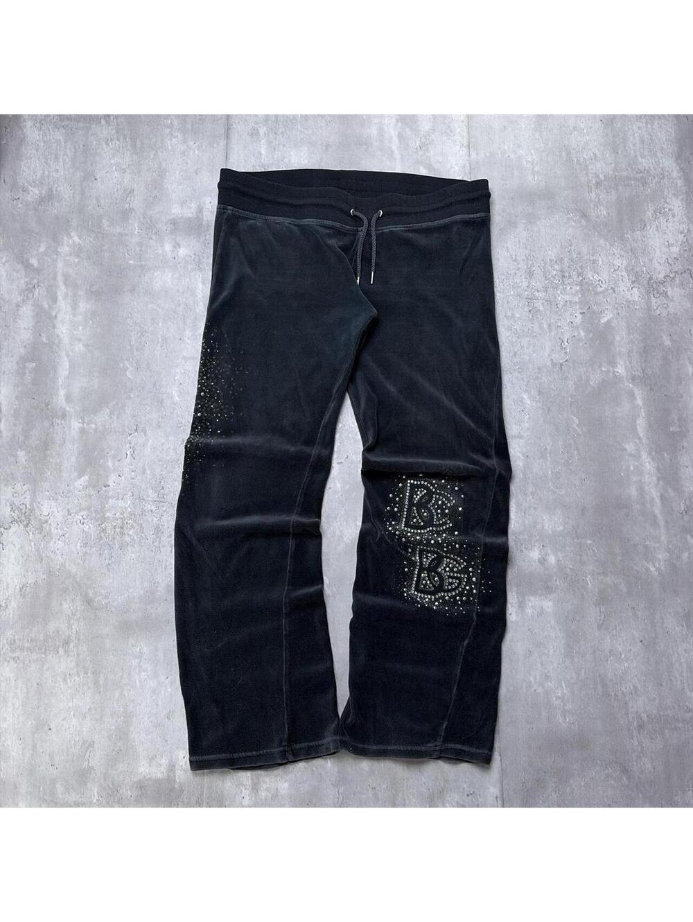 Y2K BCBG Maxazria Velvet Embellished Flared Sweatpants